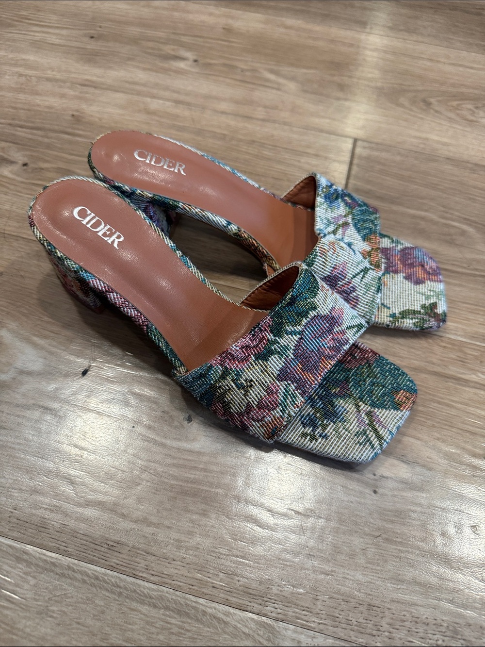 Cider Floral Multicolor Block Heel Mules